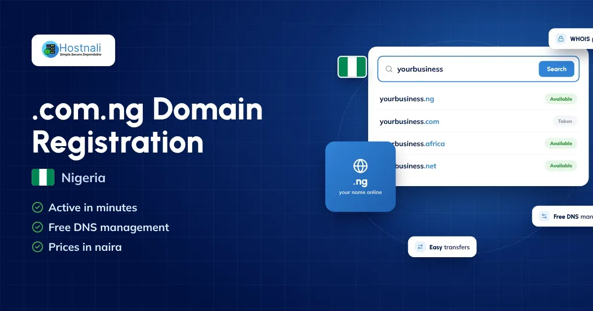 .com.ng domain registration in Nigeria with Hostnali