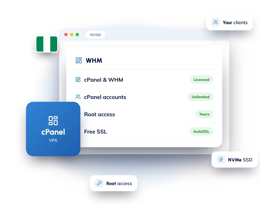 cPanel VPS hosting in Nigeria: your own VPS with a cPanel/WHM license included