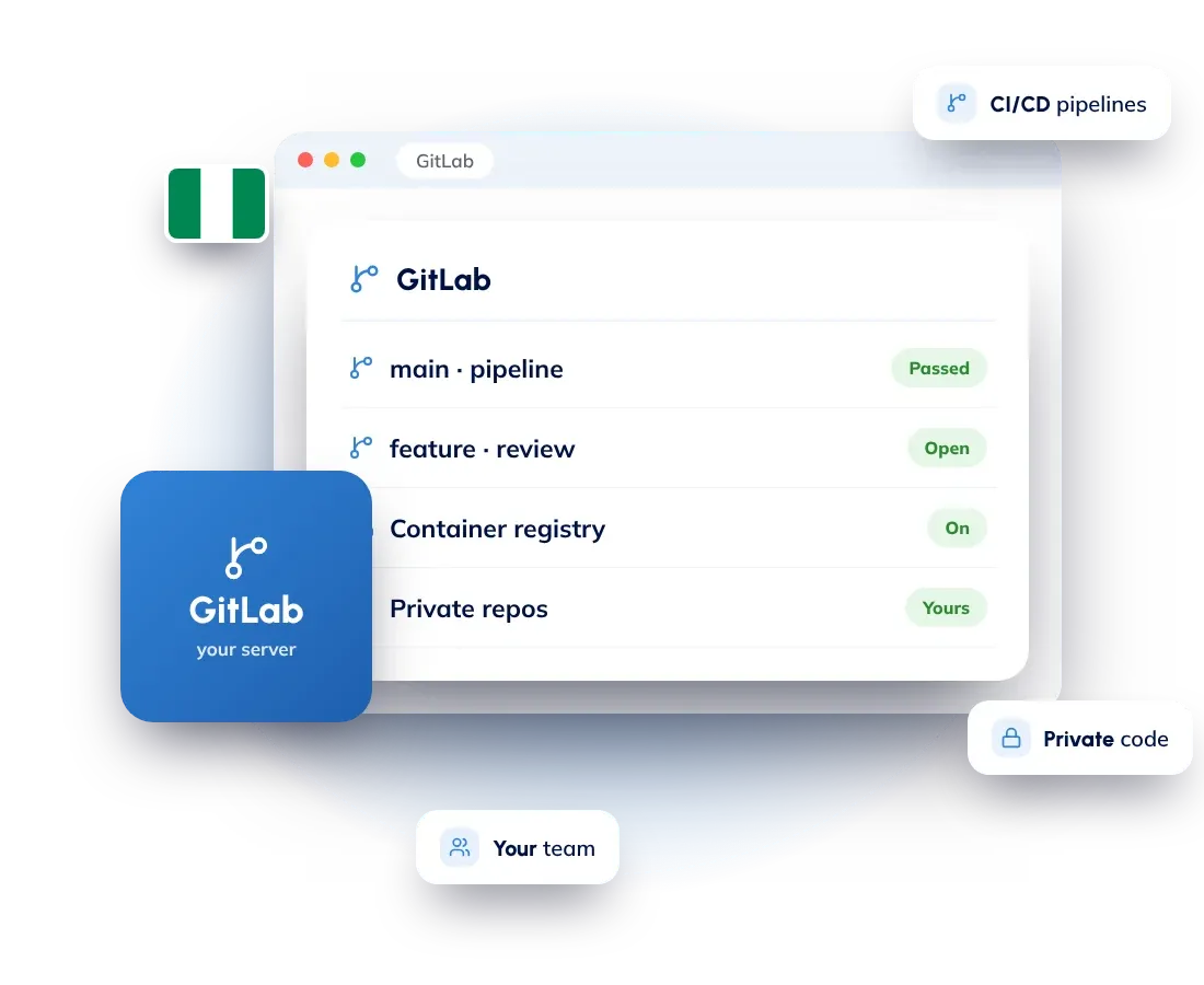 Self-hosted GitLab server hosting in Nigeria: private Git repositories and CI/CD