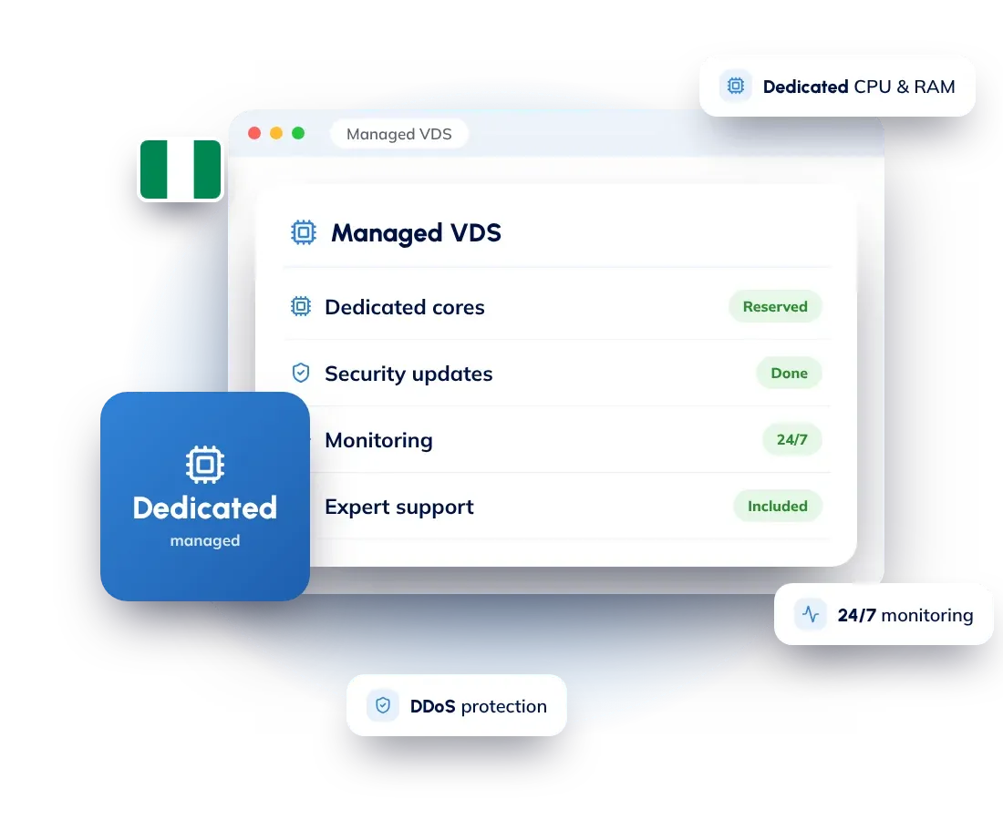 Managed dedicated servers in Nigeria: dedicated CPU cores and RAM managed by Hostnali