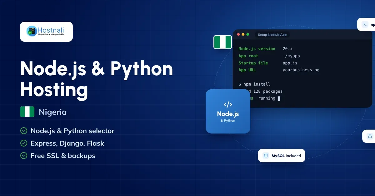 Node.js and Python hosting in Nigeria: run Express, Django and Flask apps from cPanel