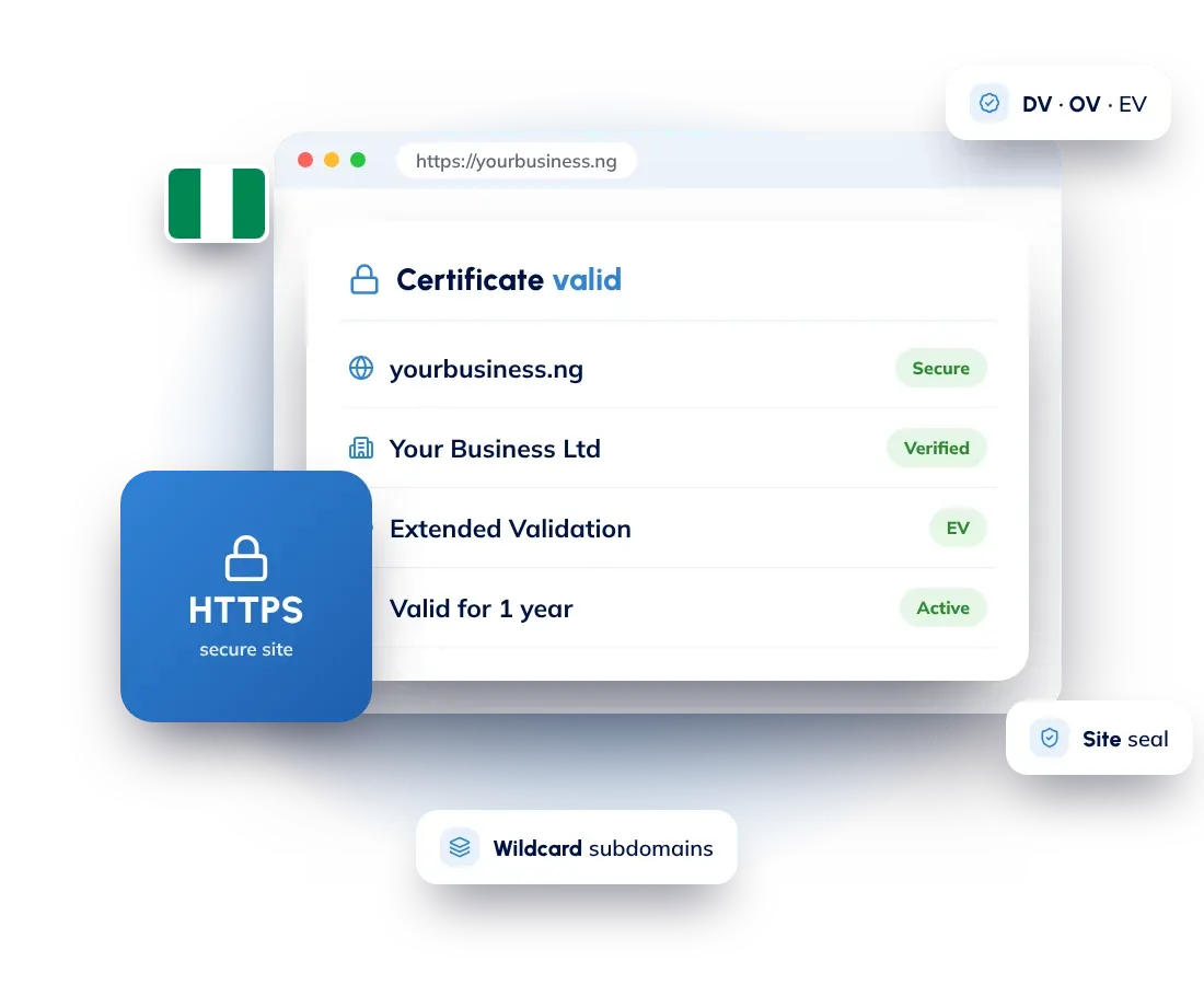 SSL certificates in Nigeria: RapidSSL, GeoTrust and DigiCert DV, OV, EV and wildcard certificates from Hostnali