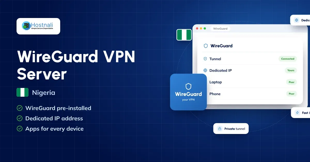 Your own WireGuard VPN server in Nigeria with a dedicated IP address